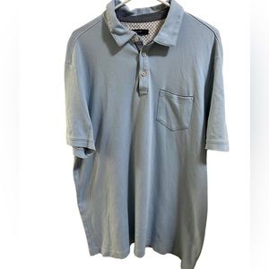High End TAHARI Soft Gray / Blue Men’s Polo Shirt XL